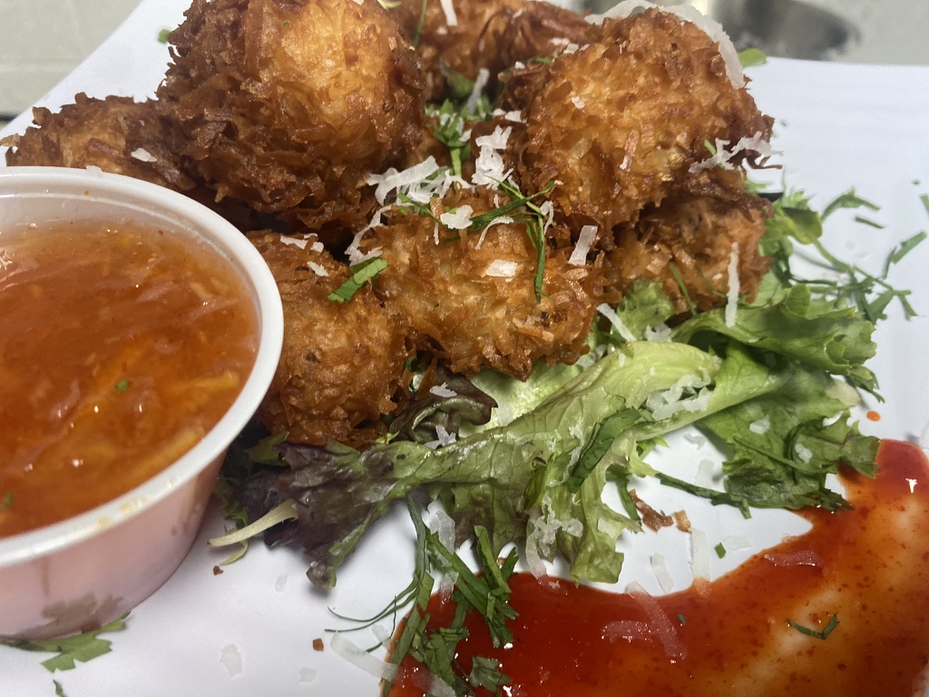 Orange Coconut Cauliflower Fritters prepared by Gaetano Mazza